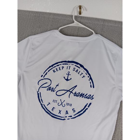 Spicy Tuna Performance T Shirt L White Fishing Port Aransas Texas Keep it Salty - Picture 7 of 10